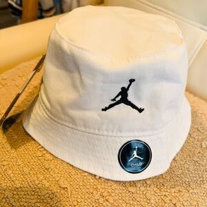 Jordan White Bucket Hat with Black Jumpman Logo for Kids